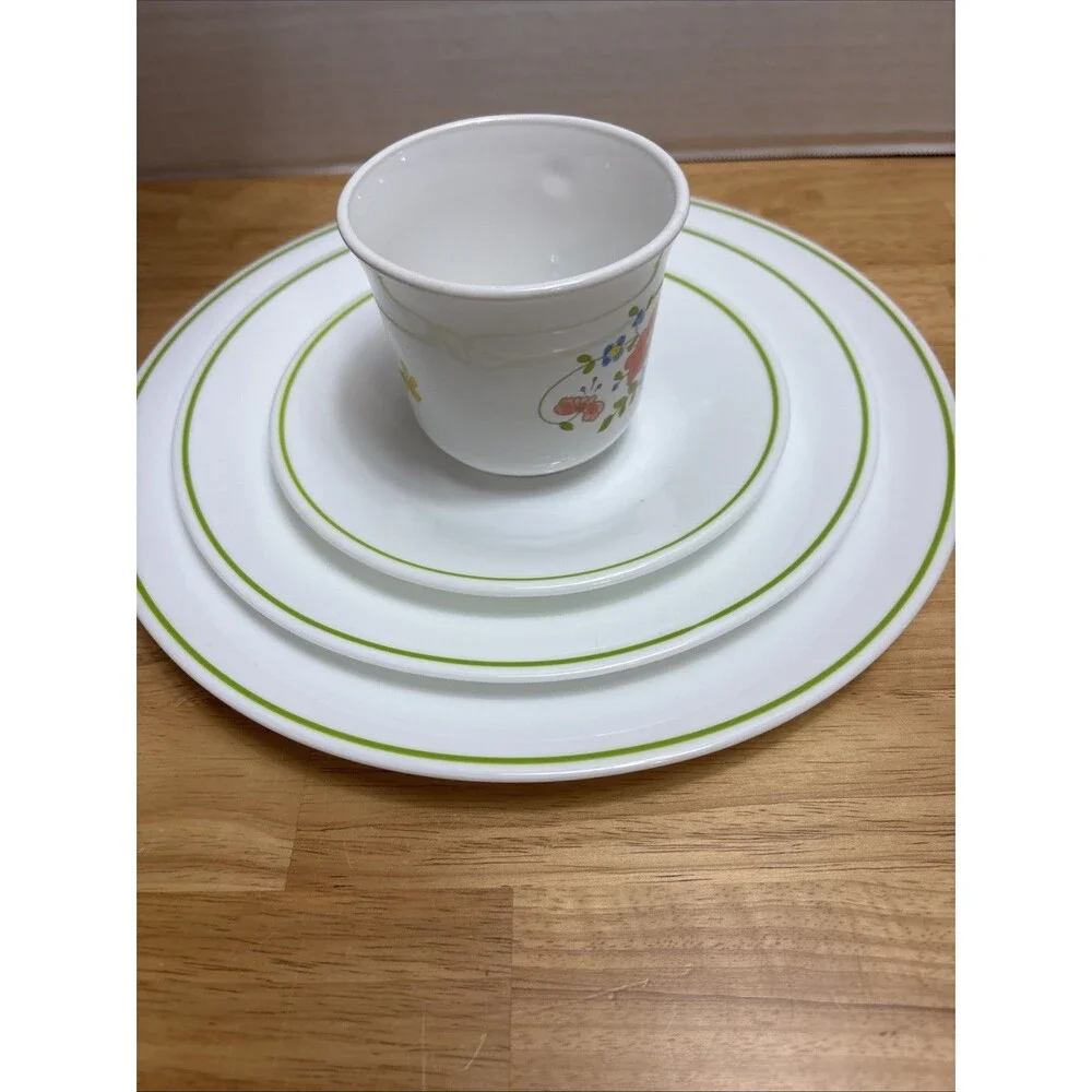 Corelle Spring Meadow Bouquet Dinnerware Set Plate Salad Plate Cup Saucer 4pc